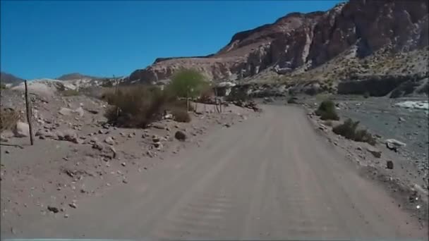 Táj a hegyek, a tó, a lagúna és a természet, az Atacama-sivatagban, Chile — Stock videók