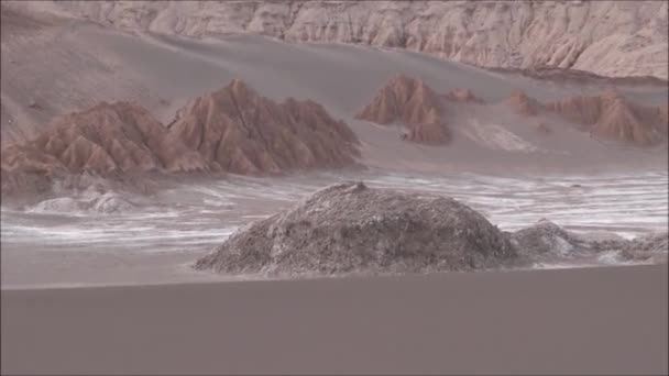 Paesaggio di montagne, lago, laguna e natura nel deserto di Atacama, Cile — Video Stock