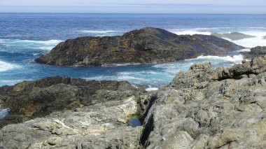 Şili'deki tatil ve kayalık plaj manzara