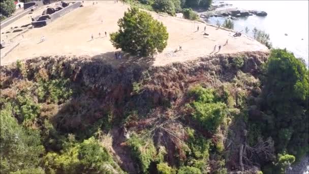 Aerial footage of fort, high lands and rivers in Chile — Stock Video