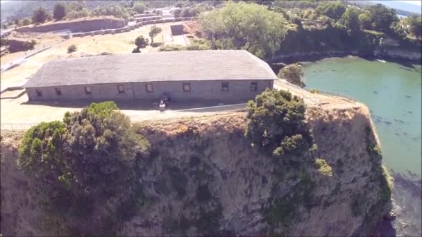 Съёмки с воздуха форта, высоких земель и рек Чили — стоковое видео