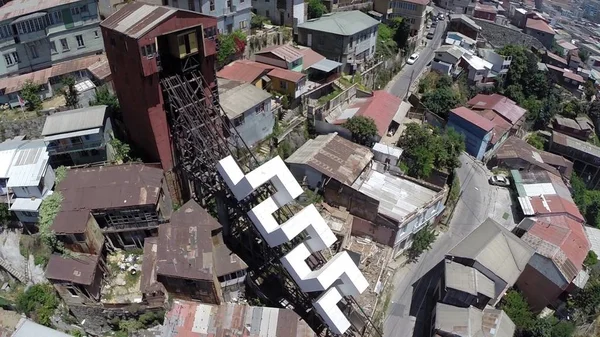 Vista aérea de uma cidade e arquitetura em Santiago, Chile — Fotografia de Stock