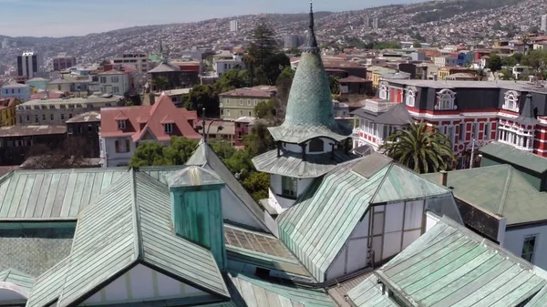 Vista aérea de uma cidade e arquitetura em Santiago, Chile — Fotografia de Stock