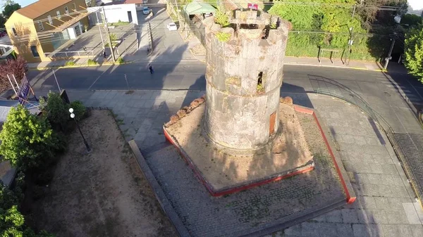 Aerial view of ancient ruined castle and landmark in Chile — Stok Foto