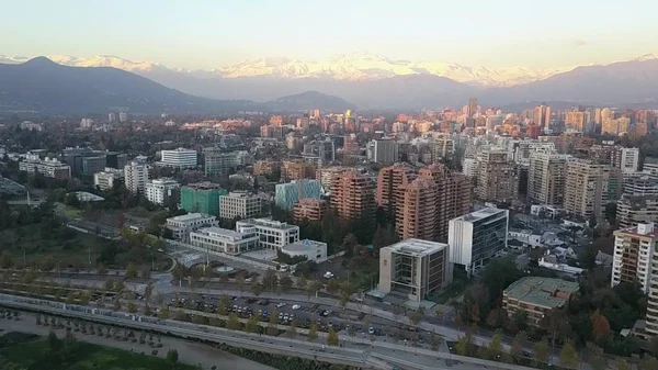 Aerial picture of a park, buildings, roads and city landscape in Santiago, Chile — Stock Photo, Image