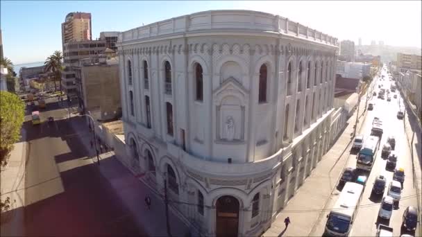 Vista aérea da arquitetura e da cidadeno Chile — Vídeo de Stock