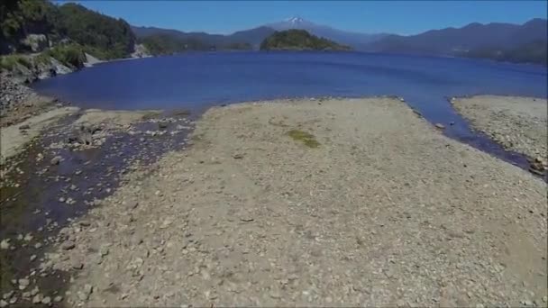 Aerial view of a Park and river in Chile — Stock Video