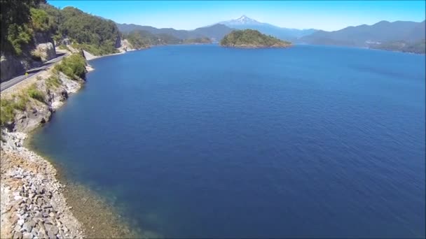 Aerial view of a Park and river in Chile — Stock Video