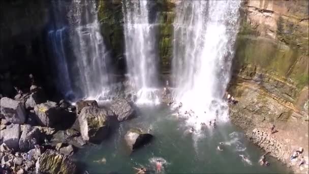 Aerial view of waterfall, river and park in Santiago Chile — Stock Video