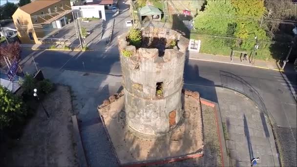 Vue aérienne d'un château en ruine au Chili 
