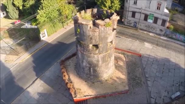 Vue aérienne d'un château en ruine au Chili 