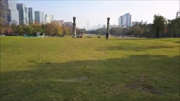 Вид с воздуха на парк в Сантьяго Чили — стоковое видео