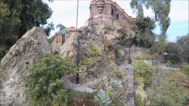 Widok z lotu ptaka w Santa Lucia hill w Santiago, Chile — Wideo stockowe