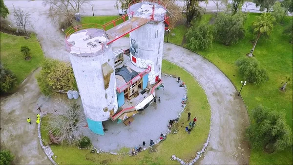 Aerial view of Rock Climbing concrete structure in Santiago, Chile — Stock Photo, Image