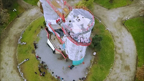 Vista aérea da estrutura de concreto de escalada em Santiago, Chile — Fotografia de Stock