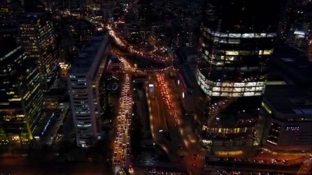 Aerial view of City night lights in Santiago, Chile — Stock Video