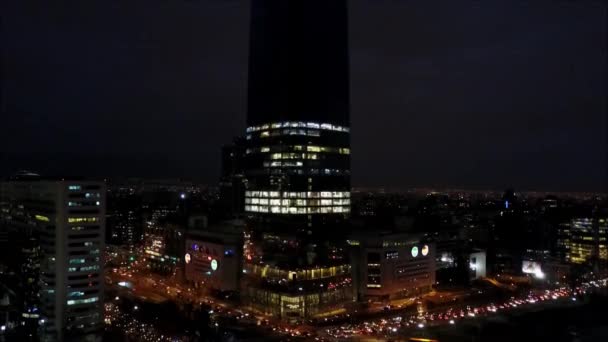 Flygfoto av City night lights i Santiago, Chile — Stockvideo