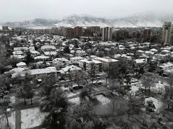Aerial view after snow at a hill in Santiago Chile — Stock Photo, Image