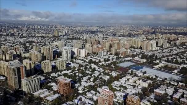 Aerial view after snow at a hill in Santiago Chile — Stock Video