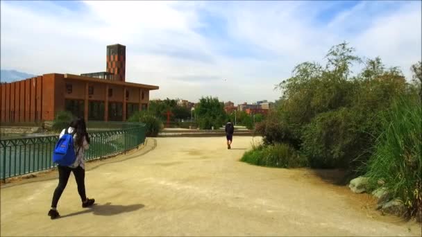 Caminando en el parque Araucano en Santiaog, Chile — Vídeos de Stock