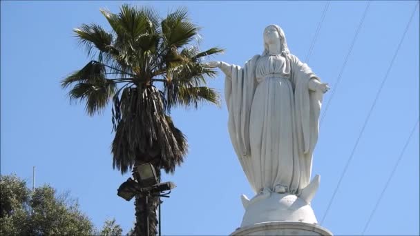 Statua Della Vergine Maria Santiago Cile — Video Stock