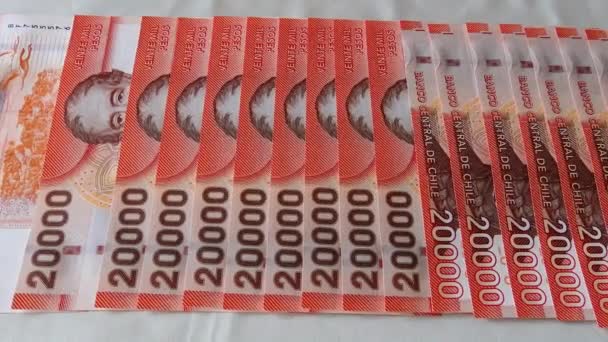 Chileno Vinte Mil Peso Notas Bancárias — Vídeo de Stock