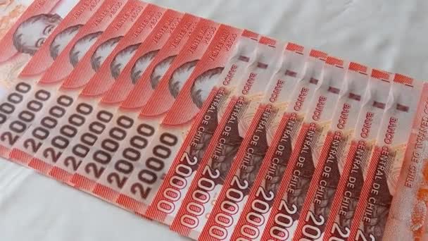 Chilean Twenty Thousand Peso Bank Notes — Stock Video