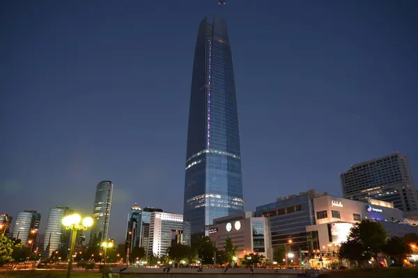 Christmas Happy New Year Lights Display Costanera Center Santiago Chile — Stock Photo, Image