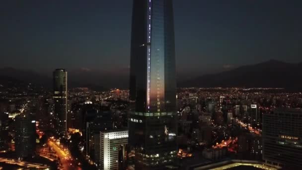 Aerial View Christmas Lights Costanera Center Chile — Stock Video