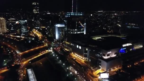 Luchtfoto Van Kerstverlichting Costanera Center Chili — Stockvideo