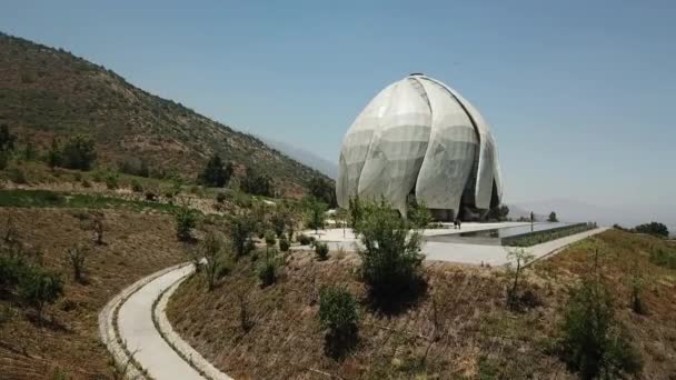 Santiago Şili Için Ibadet Bahai Evinde Havadan Görünümü — Stok video