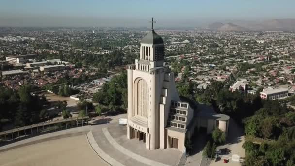 Vista Aérea Del Templo Del Votivo Maipú Santiago Chile — Vídeo de stock