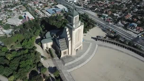 Flygfoto Över Votivo Templet Vid Maipu Santiago Chile — Stockvideo