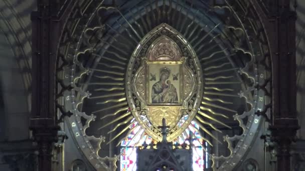 Interieur Architectuur Van Kerk Santiago Chili — Stockvideo