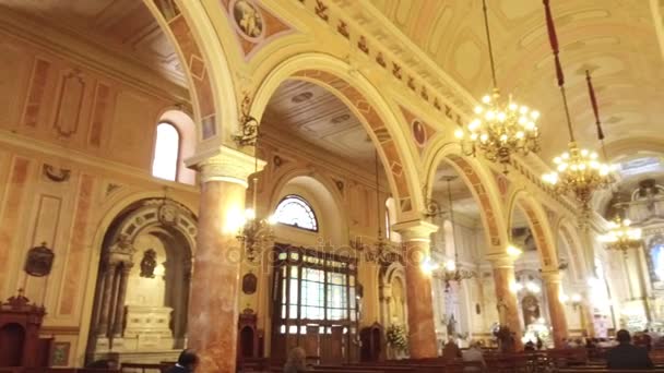 Εσωτερική Αρχιτεκτονική Εκκλησία Στο Σαντιάγκο Χιλή — Αρχείο Βίντεο