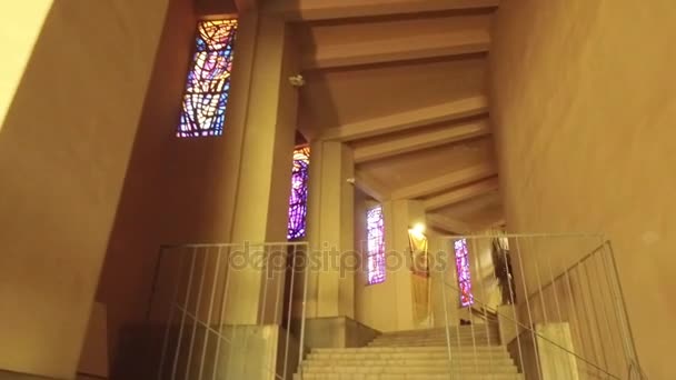 Interieur Architectuur Van Kerk Santiago Chili — Stockvideo