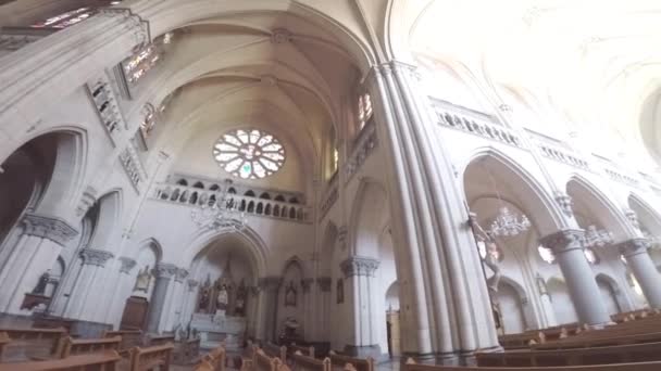 Interieur Architectuur Van Kerk Santiago Chili — Stockvideo