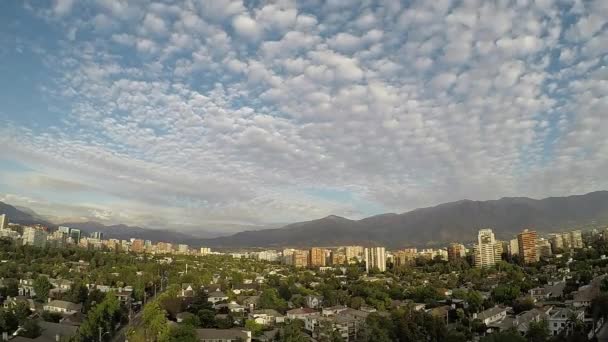 Wolkenkrabbers Zonsondergang Wolken Santiago Chili — Stockvideo