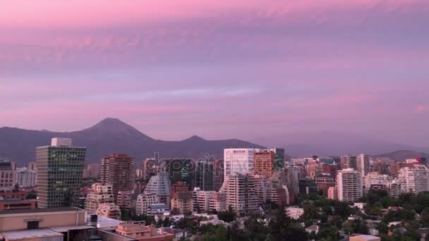 Skyscrapers Sunset Clouds Santiago Chile — Stock Video