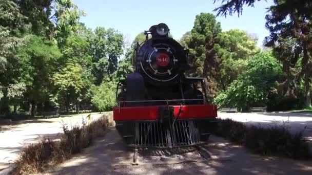 Oude Trein Bij Een Park Santiago Chili — Stockvideo