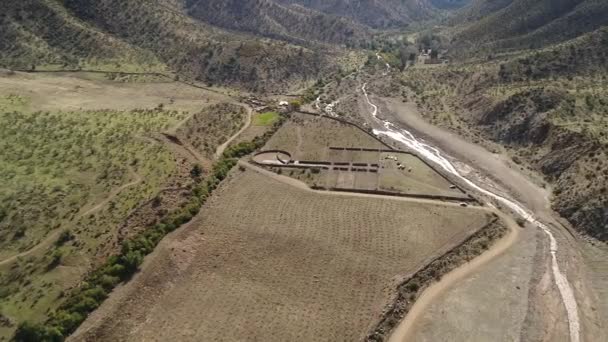 Flygfoto Över Hästen Utbildningsaktiviteten Berget Dalen Chile — Stockvideo