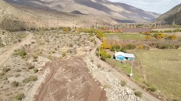 Vista Aérea Atividade Treinamento Cavalos Vale Montanha Chile — Vídeo de Stock