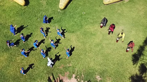 Vista Aérea Del Grupo Baile Senegal Chile — Foto de Stock