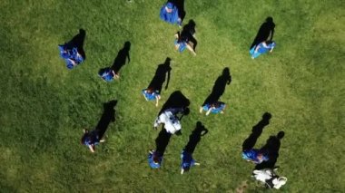  Şili'deki bir park grup dans havadan görünümü