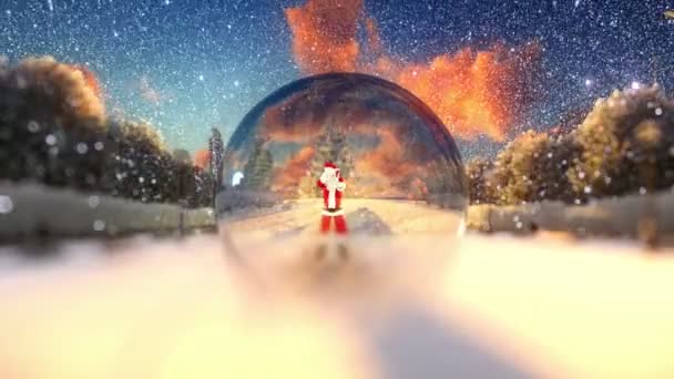 ガラス グローブの踊り、雪のサンタ クロース — ストック動画