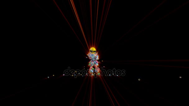Social Network pictogrammen Robot Dancing met rode lasers — Stockvideo