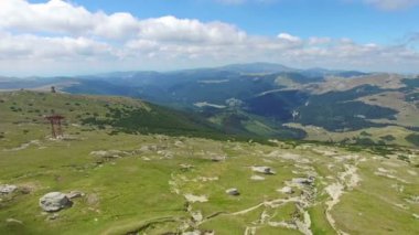Babele natural monument on Bucegi plateau, Romania, aerial view