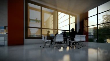 İş takım siluetleri konferans salonunda, tilt