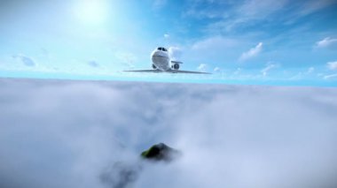 Öğleden sonra bulutların üzerinde uçan Cessna