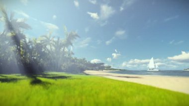 Dinlenme büyükbaba ve yelken, tropikal Adası yat